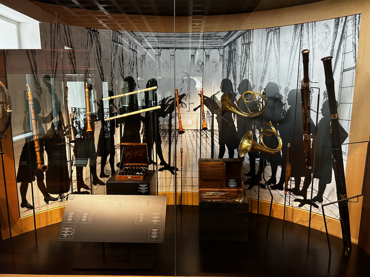 Photograph of (a) brass instrument(s) from the Musical Instruments Museum in Brussels, Belgium